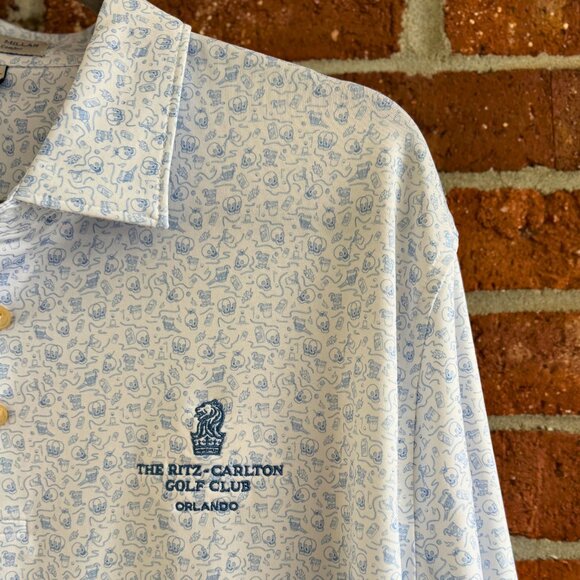 Peter Millar Summer Comfort Ritz-Carlton Golf Club Polo (L) Light Blue Print - Picture 2 of 10